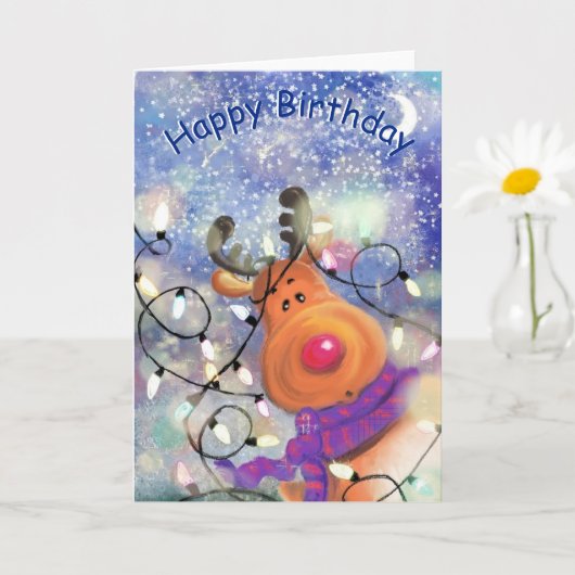 Baby Birthday Kaart Happy Reindeer (Kleine Plant)
