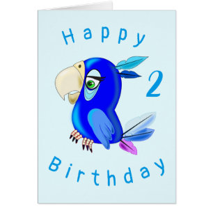 Baby Birthday Kaart Kaart Blue Parrot - op maat ge