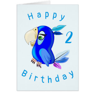 Baby Birthday Kaart Little Blue Parrot op maat