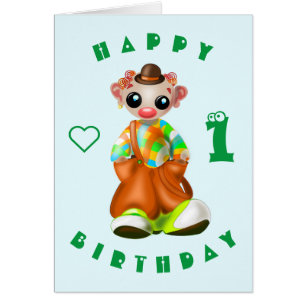 Baby Birthday Kaart Little Clown - Personated