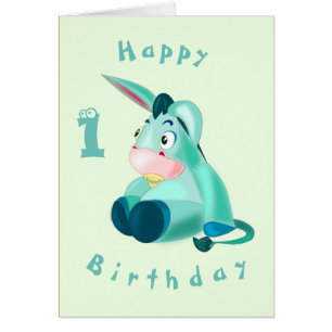 Baby Birthday Kaart Little Donkey - op maat gemaak