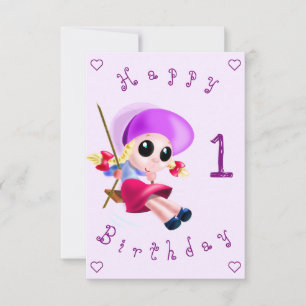 Baby Birthday Kaart Little Girl die je jaar zwaait
