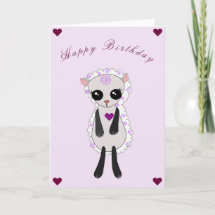 Baby Birthday Kaart Little Lamb with Hearts