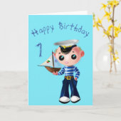 Baby Birthday Kaart Little Sailor Boy - Jouw tekst (Gele Bloem)