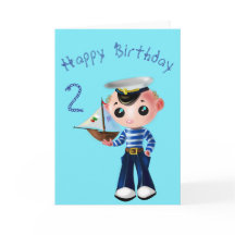 Baby Birthday Kaart Little Sailor Boy - Jouw tekst