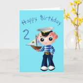 Baby Birthday Kaart Little Sailor Boy - Jouw tekst (Gele Bloem)
