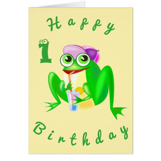 Baby Birthday Kaart Party Frog - Fun (Voorkant)
