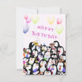 Baby Birthday Kaart Penguins Party - Jouw tekst Na (Achterkant)