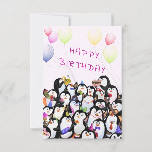Baby Birthday Kaart Penguins Party - Jouw tekst Na (Achterkant)