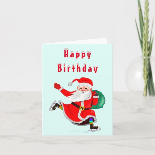 Baby Birthday Kaart Santa met Gift - (Voorkant)