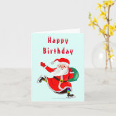 Baby Birthday Kaart Santa met Gift - (Gele Bloem)