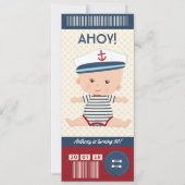 Baby Birthday Nautical Boarding Pass Ticket foto Kaart (Voorkant)