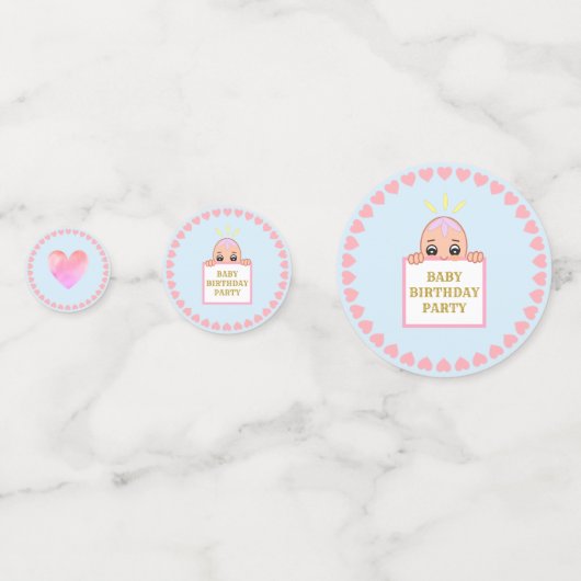 Baby Birthday Party Confetti (Achterkanten)