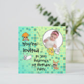 Baby Birthday Party Invitation Dog Cartoon Kaart (Staand voorkant)