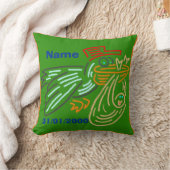Baby Birthday Stork Pillow Green Kussen (Deken)