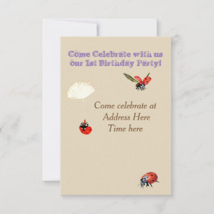 Baby Birthday-uitnodiging voor dame Bugs Kaart