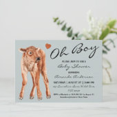 Baby Bison Oh Boy Baby shower Kaart (Staand voorkant)