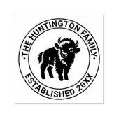 Baby Bison Standing Family Name Date Estd Zelfinktende Stempel (Design)