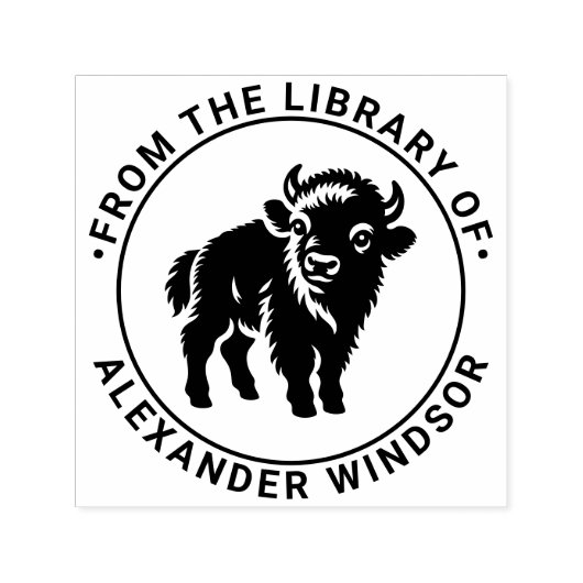 Baby Bison Standing Library Boeknaam #2 Zelfinktende Stempel (Design)