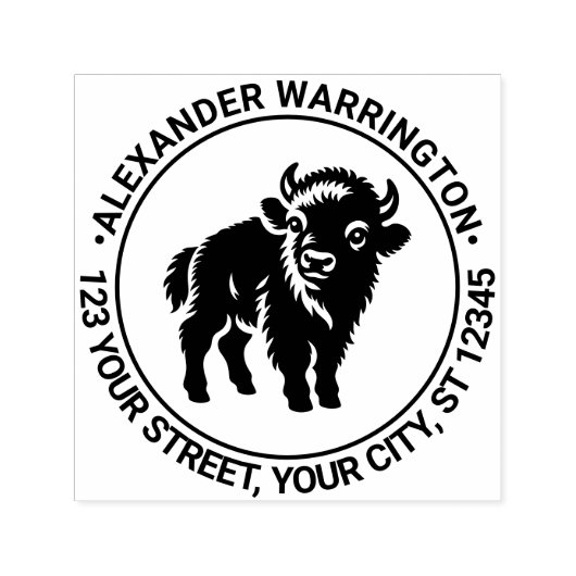 Baby Bison Standing Name RET-adres #2 Zelfinktende Stempel (Design)