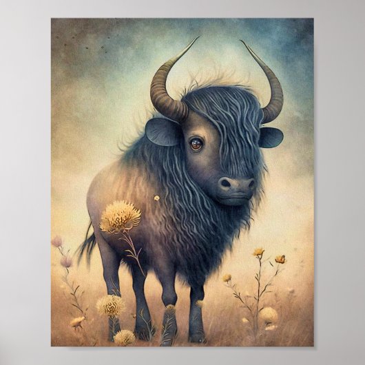 Baby Bizon Afrikaans Dier | Bizon Muurprint Poster (Voorkant)