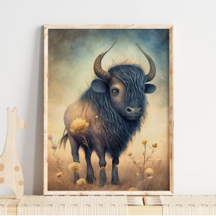 Baby Bizon Afrikaans Dier   Bizon Muurprint Poster