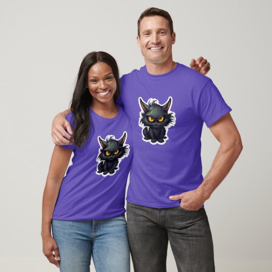 Baby Black Cat Design - basic donker T-shirt (Unisex)