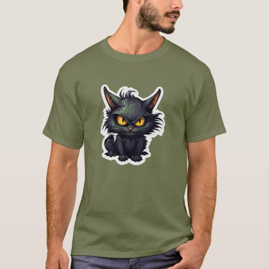 Baby Black Cat Design - basic donker T-shirt (Voorkant)