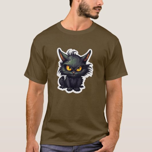 Baby Black Cat Design - basic donker T-shirt (Voorkant)