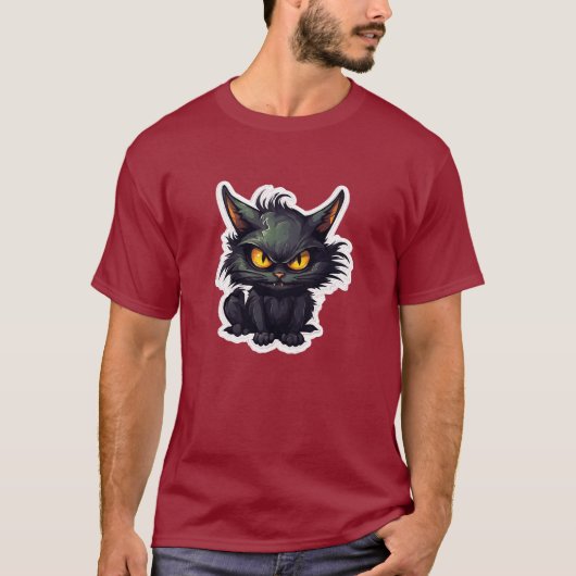 Baby Black Cat Design - basic donker T-shirt (Voorkant)