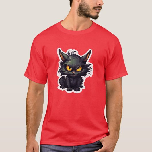 Baby Black Cat Design - basic donker T-shirt (Voorkant)