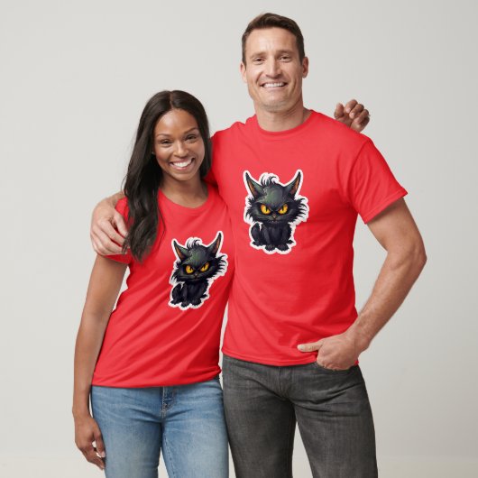 Baby Black Cat Design - basic donker T-shirt (Unisex)