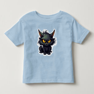 Baby Black Cat Design - Peuter Fijne Jersey T-Shir Kinder Shirts