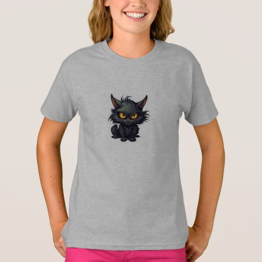 Baby Black Cat Design - T-shirt voor meisjes (Voorkant)