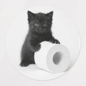 Baby Black Kitten Guarding Toilet Paper Roll On Labels (Design 2)