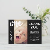 Baby Black & White, eerste verjaardag Hartelijk da Bedankkaart (Staand voorkant)