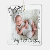 Baby Black White Mijn eerste kerstfoto Keramisch Ornament (Links)