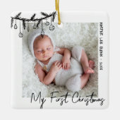 Baby Black White Mijn eerste kerstfoto Keramisch Ornament (Voorkant)