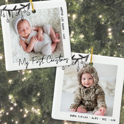 Baby Black White Mijn eerste kerstfoto Keramisch Ornament