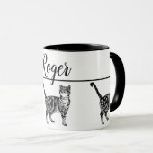 Baby Black White Tabby cat Cats Whimsical Art Mok (Voorkant rechts)