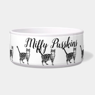 Baby Black White Tabby cat Cats Whimsical Art Voerbakje