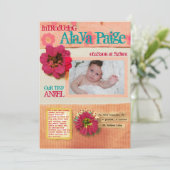 Baby Blanket Birth Announcement Wenskaart Aankondiging (Staand voorkant)