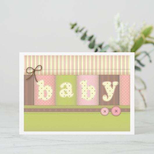 Baby Blanket Cute Quilt Baby shower Invitation Kaart (Staand voorkant)