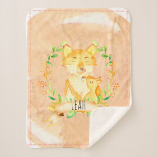 Baby Blanket Fox Floral Sherpa Deken