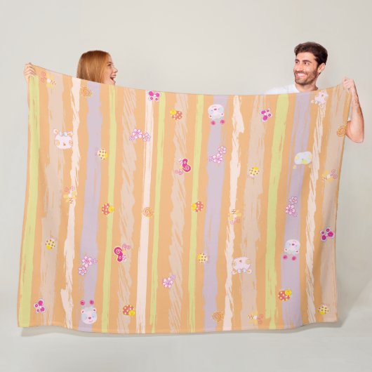 Baby Blanket – Whimsical Nature Parade Pastel  Fleece Deken (In situ)