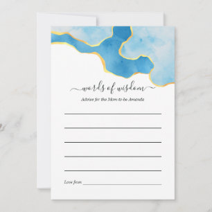 Baby Blau en Goud Agaat Jongen Baby Shower Spel Advieskaart