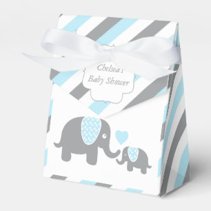 Baby Blau en Grijs Gestreepte Olifant Bedankdoosjes