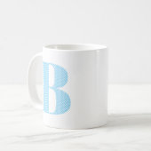 Baby Blau en Wit Stippen Monogram Koffiemok (Voorkant links)