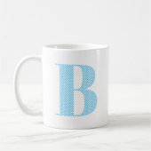 Baby Blau en Wit Stippen Monogram Koffiemok (Links)