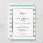 Baby Blau Streep Doop Christening Kaart (Voorkant)